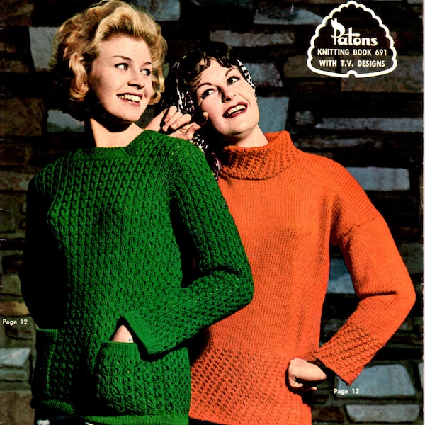 Vintage 1960s - Paton's Knitting Pattern No 691  For Women Featuring Jet Tripleknit, Jumpers, Sweaters, Jackets.