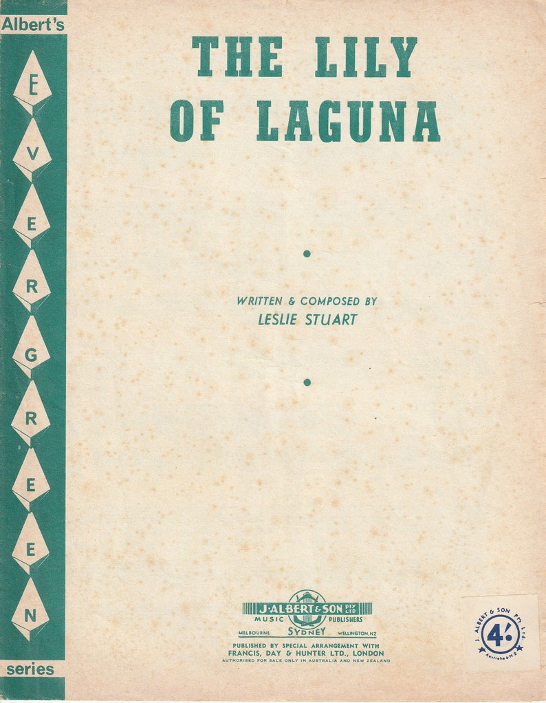 The Lily of Laguna Music Sheet Vintage 1960s immagine 1