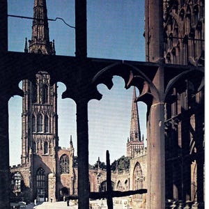 Postcard of  Coventry Cathedral - The Ruins -  British Postcard - Vintage 1970s.