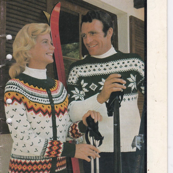 Fair Isle Family Style - Patons Knitting Pattern Book No 983 Vintage 1970s in Totem, Jet or Skol