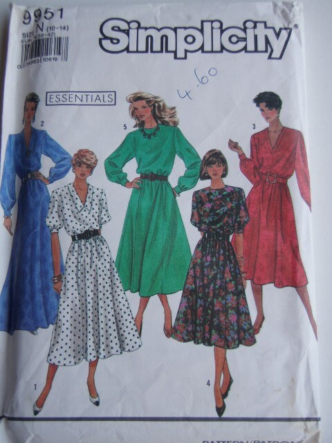 1990's Sewing Pattern - Simplicity 9951 Easy Sew Dress Three Lengths ...