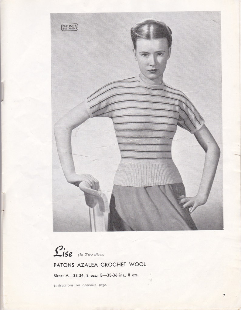 On Sale Vintage 1940s Paton's Knitting Pattern No 304 For Women/Ladies Original Pattern image 3