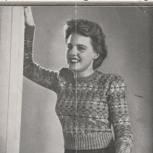 Vintage 1940s Paragon Fair Isle Jumper Knitting Leaflet - PDF - Digital Download
