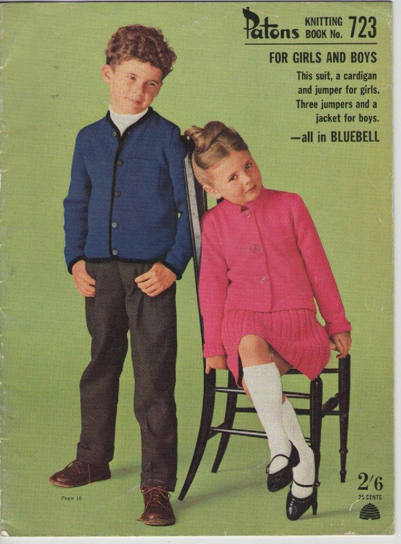 ON SALE Paton s Knitting Pattern No 723 for Girls and Boys Jumpers