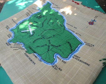 Tablecloth Vintage Souvenir of Norfolk Island. South Pacific,  Vintage Kitchen Decor