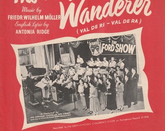 The Happy Wanderer - Music Sheet  - Vintage 1950s