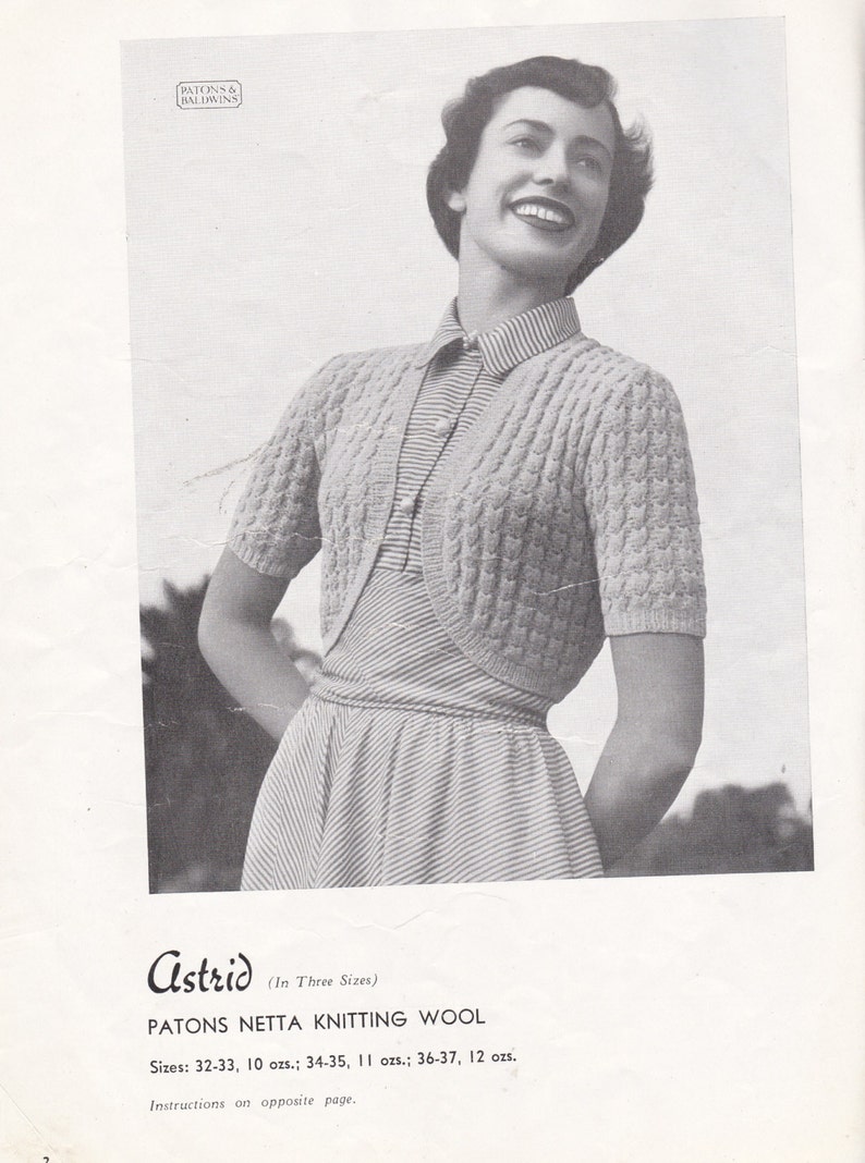 On Sale Vintage 1940s Paton's Knitting Pattern No 304 For Women/Ladies Original Pattern image 2