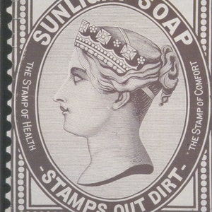 Reproduction Carte postale pour SunLight Soap - papier vintage eighties éphémère des années 1980.