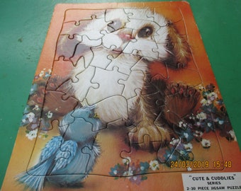 Dog & Bird - Cute and Cuddlies - Tray Jigsaw Puzzle Vintage