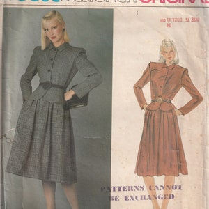 1980s Vogue American Designer Pattern - Valentino 2566 Jacket, Skirt Size 12 Cut, Complete