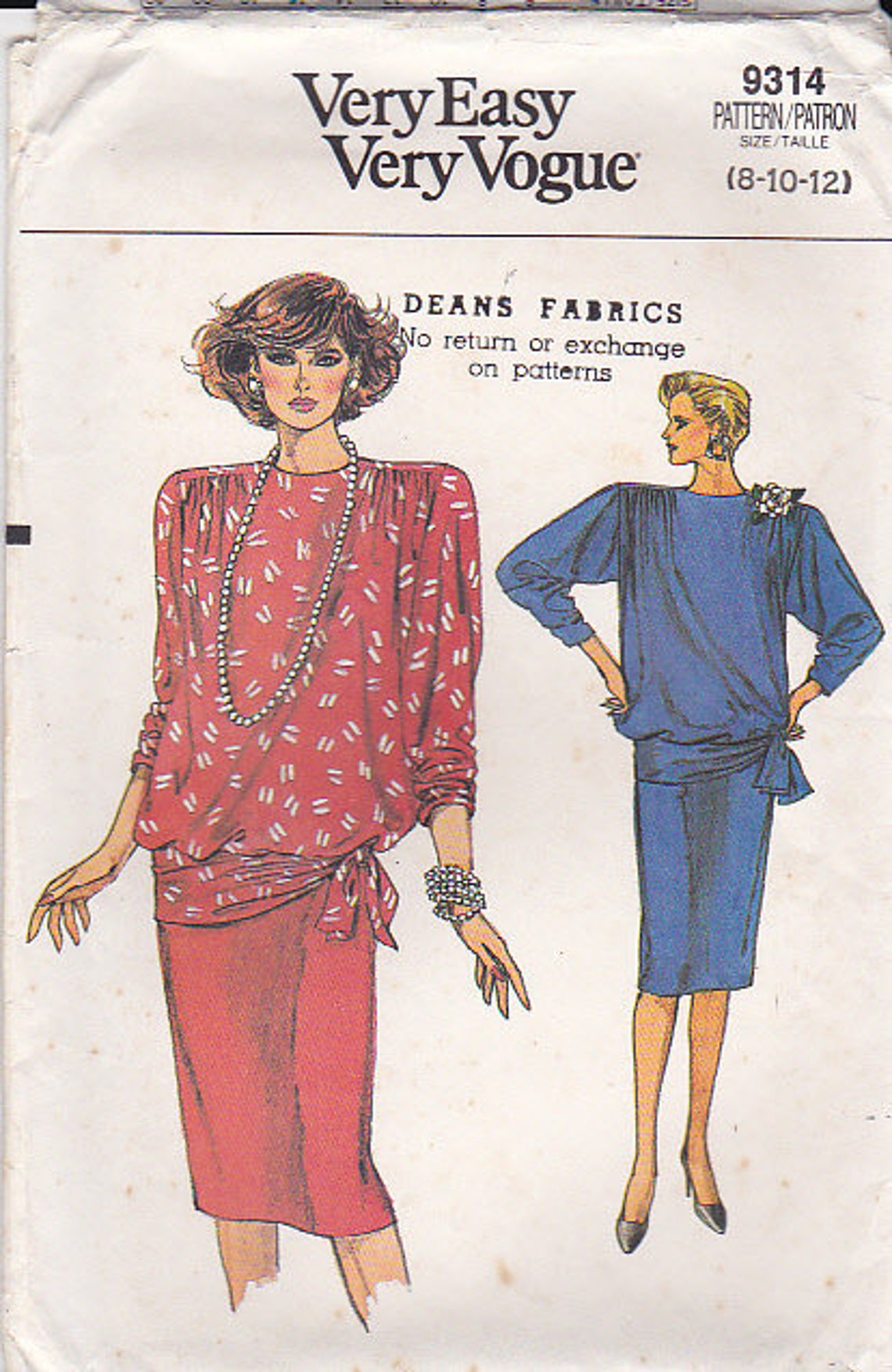 1980s Very Vogue Very Easy Dress Pattern No 9314 for Misses Etsy