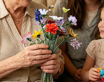 Flores de cristal eternas para mamá, idea de regalo para el Día de la Madre, ramo de rosas de cristal hecho a mano, decoración floral eterna, regalo de cumpleaños para mamá