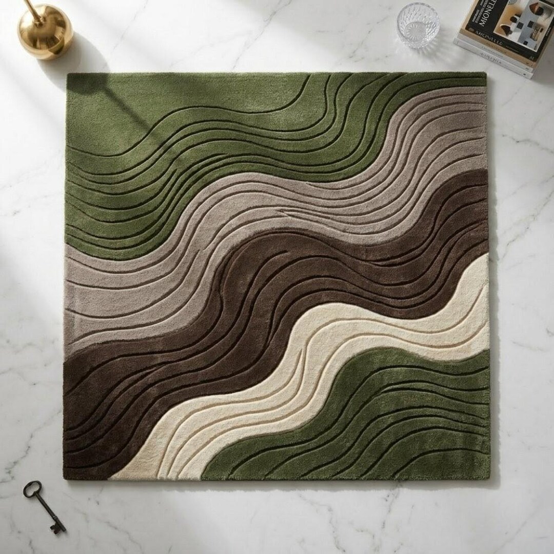 Topography Rug Pattern Modern Topographic Wave Pattern Area Rug in Earth Tones - Etsy