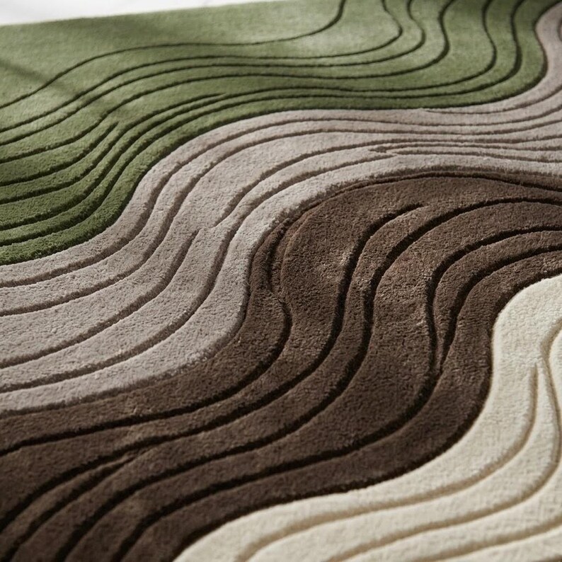 Topography Rug Pattern Modern Topographic Wave Pattern Area Rug in Earth Tones - Etsy