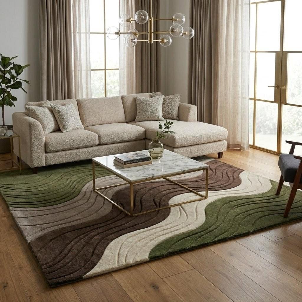 Modern Topographic Wave Pattern Area Rug in Earth Tones - Etsy