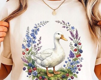 Bloemen Mama Gans PNG | Vintage Gans Mama PNG | Moederdag Sublimatie Ontwerp | Cottage Core Dieren | Sublimatie Ontwerp voor Coquette Sweatshirt