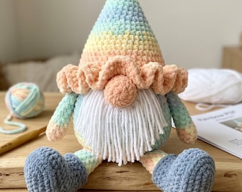 Schema PDF per realizzare all'uncinetto Pip lo Gnomo | Gnomo di peluche amigurumi a basso costo di cucitura | Giocattolo cottagecore in filato grosso | Schema facile per realizzare una bambola all'uncinetto