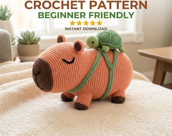 Capibara haakpatroon PDF, Amigurumi Capibara & schildpadpatroon, beginnersvriendelijke knuffelhandleiding