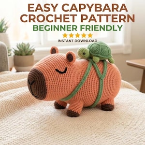 Capybara Crochet Pattern PDF, Amigurumi Capybara & Turtle Pattern, Beginner Friendly Plush Toy Tutorial
