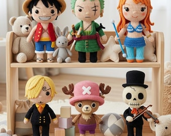 6-in-1 piratenhaakpatroonbundel (PDF) | Leuke gehaakte poppen om zelf te maken | Beginnersvriendelijk amigurumi-haakpatroon | Digitale download