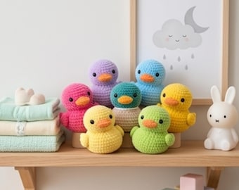 Haakpatroon voor een rubberen eendje zonder naaien (PDF) | Eenvoudig amigurumi eendje voor beginners | Snel te maken knuffeltje in 30 minuten | Schattig mini-eendje | Haakpatroon voor speelgoed
