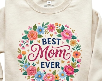 Beste Moeder Ooit PNG | Bloemenontwerp voor Moederdag (sublimatie) | Moeder T-shirt | DIY Moeder Cadeau | Trendy Moeder T-shirt PNG | Direct downloaden