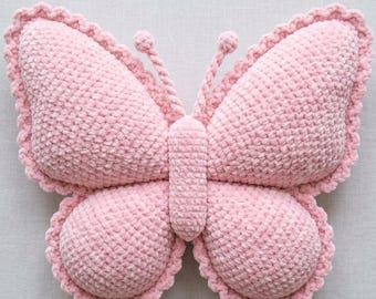 Pacchetto di modelli PDF per cuscino a farfalla all'uncinetto, cuscino amigurumi a forma di farfalla, peluche a forma di farfalla, decorazione per la cameretta, regalo fai da te con modello all'uncinetto