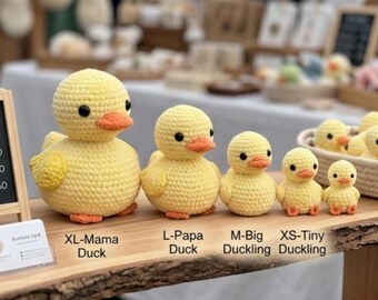 Schema PDF per realizzare un'anatra all'uncinetto 5 in 1 | Anatroccolo amigurumi senza cuciture (5 misure) | Schema facile per un peluche pasquale all'uncinetto | Giocattolo adatto ai principianti