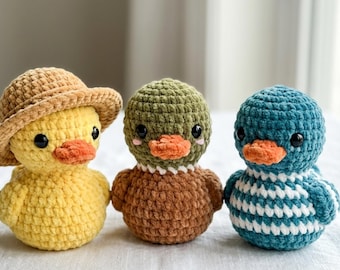 Haakpatroon voor een rubberen badeendje zonder naaien (PDF), makkelijke amigurumi knuffel 3-in-1, beginnersvriendelijk, snel project van 30 minuten, schattig badeendje om zelf te maken en cadeau te geven