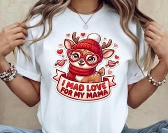 Dol op mama PNG | Moederdag hert PNG, schattig cadeau-ontwerp voor mama, T-shirt voor mama met sublimatieprint, hartvormig dierenliefde PNG