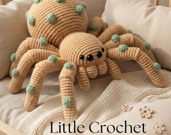Haakpatroon voor een tarantula-spin (amigurumi) in PDF-formaat, realistisch patroon voor een pluche spin, haken voor Halloween, beginnersvriendelijke amigurumi-handleiding