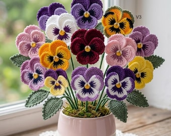 Haakpatroon voor een viooltje (PDF), haakpatroon voor een kamerplant, amigurumi bloempot, doe-het-zelf Moederdagcadeau, schattige gehaakte bureauplant