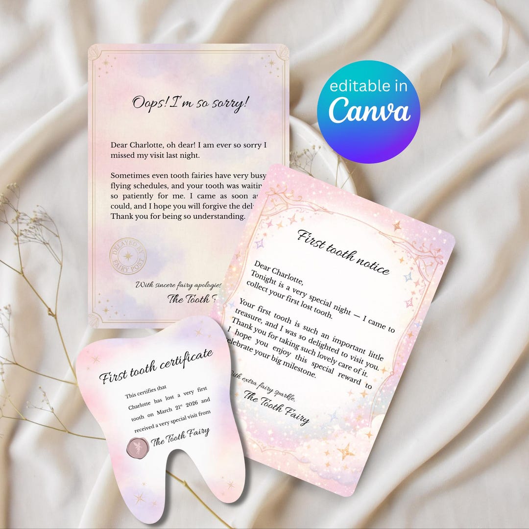 Tooth Fairy Letters, Emergency Editable Canva, Forgot to Come ...