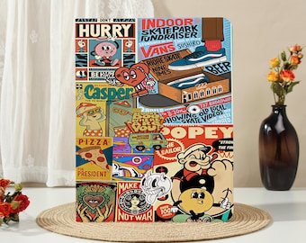 Vintage Cartoon Street iPad Hülle für 2026 11/13 Zoll Air M4 M3 M2 5/4/2th, iPad Pro M5, iPad A16/10/9th Gen, iPad Mini 7/6 6/7 s 2026 Cover für Kinder