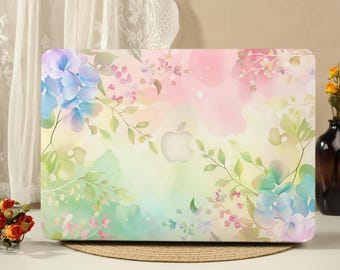 Watercolor Hydrangea MacBook Protective Case Laptop Hard Cover for 2026 New Neo Air 15/13/11 Macbook Pro 16/15/14/13 M5 M4 M3 M2 M1