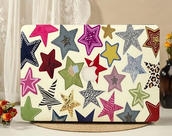 Funda protectora rígida para MacBook con estampado de estrellas de patchwork para MacBook New Neo Air 15/13/11 (modelo 2026) y MacBook Pro 16/15/14/13 pulgadas (modelos M5, M4, M3, M2, M1).