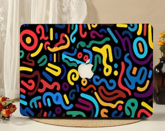 Funda protectora rígida para MacBook con diseño de garabatos de arcoíris (modelo 2026) para MacBook Pro de 16/15/14/13 pulgadas (modelos M5, M4, M3, M2, M1).