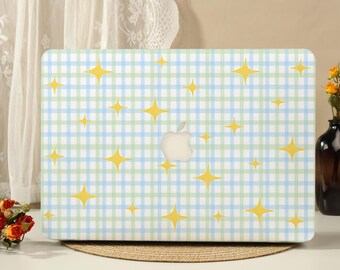 Cute Star Plaid MacBook Protective Case Laptop Hard Cover for 2026 New Neo Air 15/13/11 Macbook Pro 16/15/14/13 M5 M4 M3 M2 M1