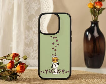 Funda suave para iPhone con diseño de flores de Snoopy para iPhone 17 16 15 14 13 12 Pro Max, iPhone Air/17e 16e 15 14 Plus, Funda para Mini 13 12 X XS XR SE