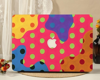 Funda protectora rígida para MacBook con estampado de lunares de colores, compatible con MacBook Pro de 16/15/14/13 pulgadas (modelos M5, M4, M3, M2 y M1) y MacBook New Neo Air 2026.