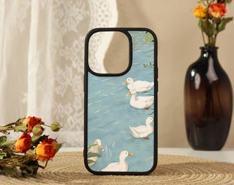 Funda protectora suave con diseño de patos de lago para iPhone 17 16 15 14 13 12 Pro Max, iPhone Air/17e 16e 15 14 Plus, funda para Mini 13 12 X XS XR SE