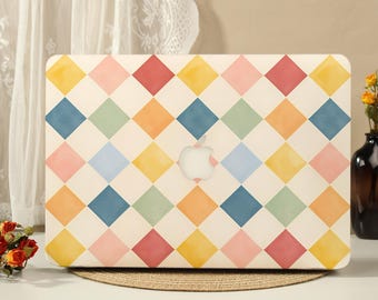 Funda protectora rígida para MacBook con diseño de cuadros de diamantes de colores, compatible con MacBook Pro 16/15/14/13 pulgadas (modelos M5, M4, M3, M2 y M1) (modelos 2026).