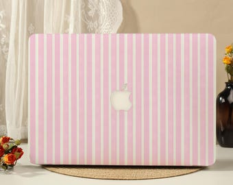 Pink Stripes MacBook Protective Case Laptop Hard Cover for 2026 New Neo Air 15/13/11 Macbook Pro 16/15/14/13 M5 M4 M3 M2 M1