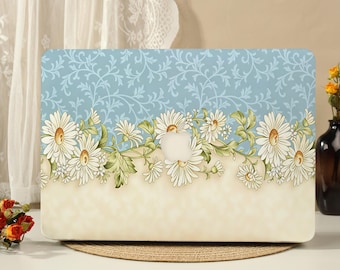Funda protectora rígida vintage con estampado floral de margaritas para MacBook, compatible con MacBook Pro de 16/15/14/13 pulgadas (modelos 2026), MacBook Pro (modelos M5, M4, M3, M2 y M1).