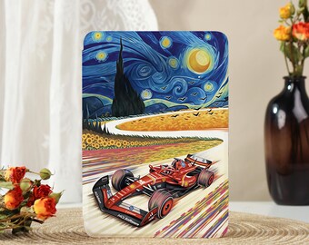 Starry Night F1 Rennauto, Kindle Hülle für Paperwhite 12th 7″, Kindle 6″ 2024, Kobo Clara Hülle, personalisiertes Buchgeschenk, Hülle mit Riemen