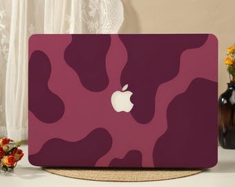 Funda protectora rígida para MacBook con diseño de olas burdeos, compatible con MacBook Pro de 16/15/14/13 pulgadas (modelos M5, M4, M3, M2 y M1) y modelos New Neo Air 2026.