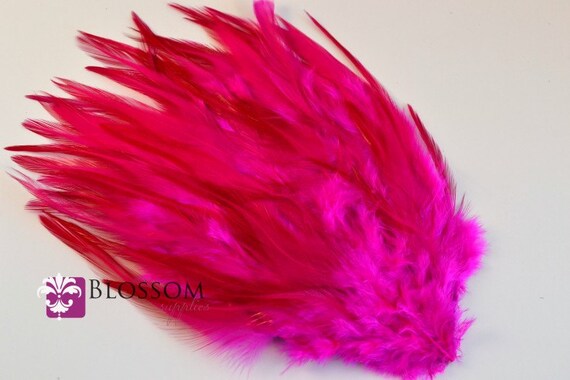 Hot Pink Hackle Feather Pad DIY Feather Headband Hair Clip | Etsy