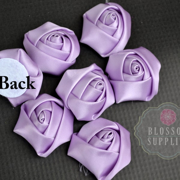 LAVENDER - The Mary Collection - 1.5" Mini Satin Rolled Rossettes - DIY Flower Headbands - Petite Flowers - Wholesale Bridal Bouquet Roses