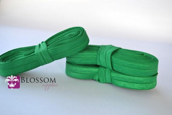 10 yard emerald green 5//8/" fold over elastic FOE DIY baby headbands /& hair ties