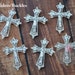 Metal Rhinestone Cross Ribbon Buckles Sliders 27mmX35mm - Flower Centers - Wedding Bridal Prom Christening Baptism - Wholesale Supplies